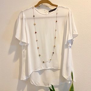 🌟Zara Woman Beautiful Sheer White Flowy Blouse